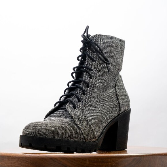 Metaphor Women's Size 7 Tinley Lace-Up High Heel Boot - Gray & Black - Picture 1 of 8